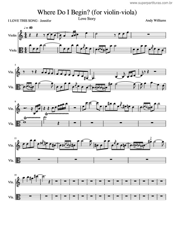 Partitura da música Where Do I Begin?