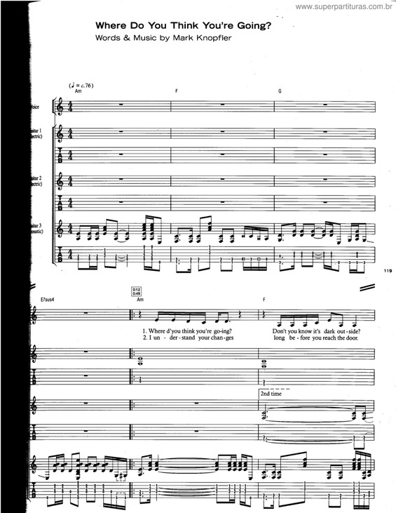 Partitura da música Where Do You Think You`re Going?