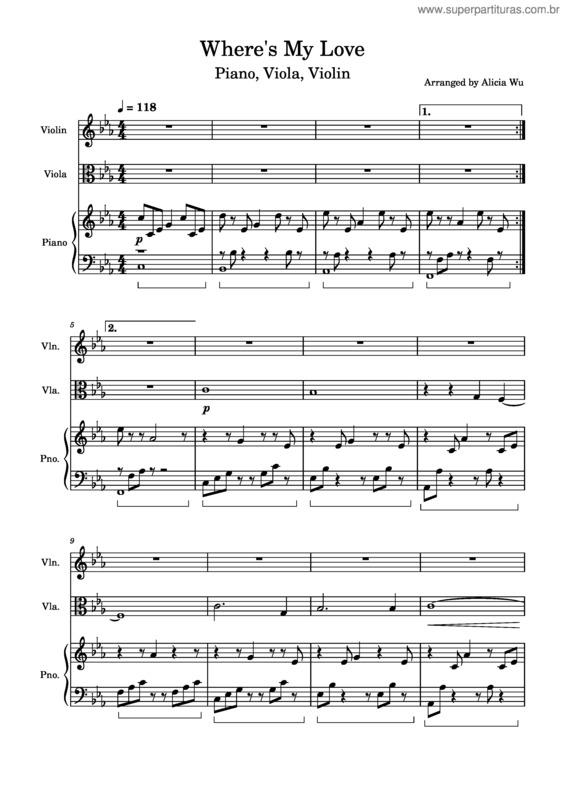 Partitura da música Where`S My Love – Syml
