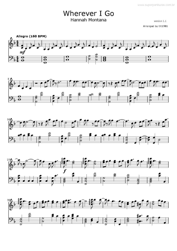 Partitura da música Wherever I Go