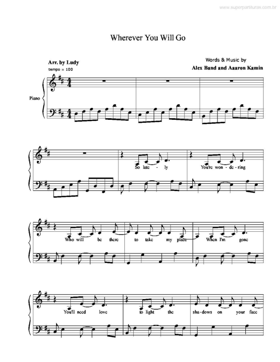 Partitura da música Wherever You Will Go