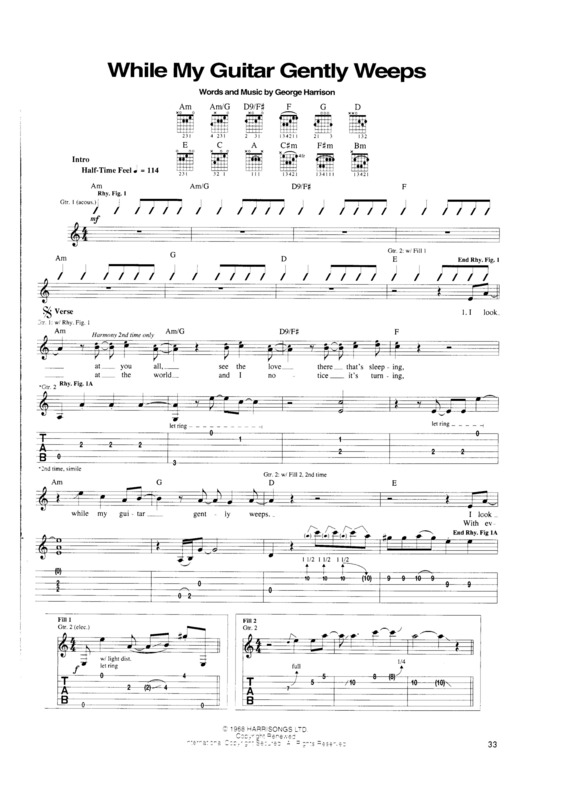 Partitura da música While My Guitar Gently Weeps v.4