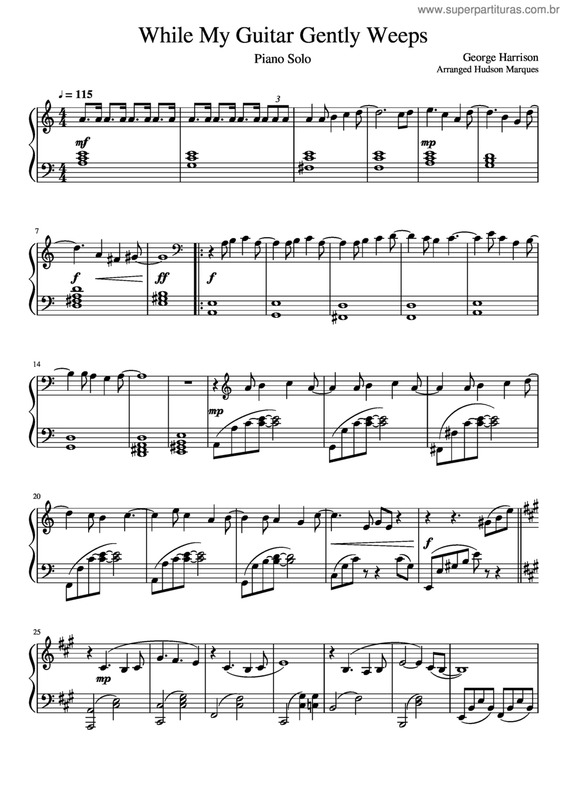 Partitura da música While My Guitar Gently Weeps v.5