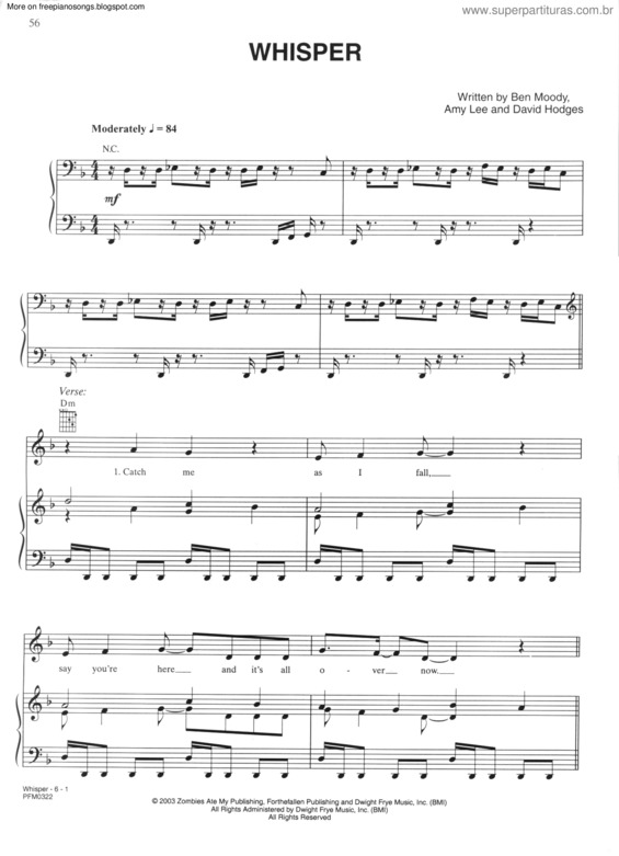 Partitura da música Whisper v.4