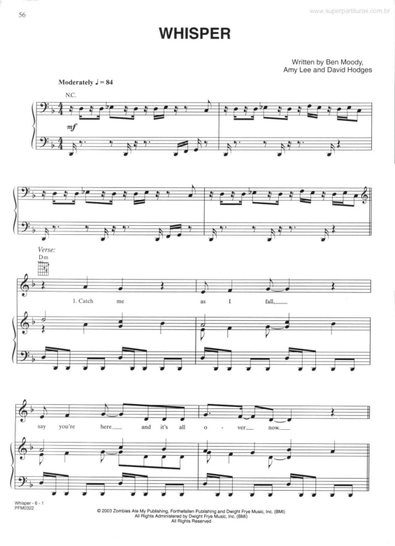 Partitura da música Whisper