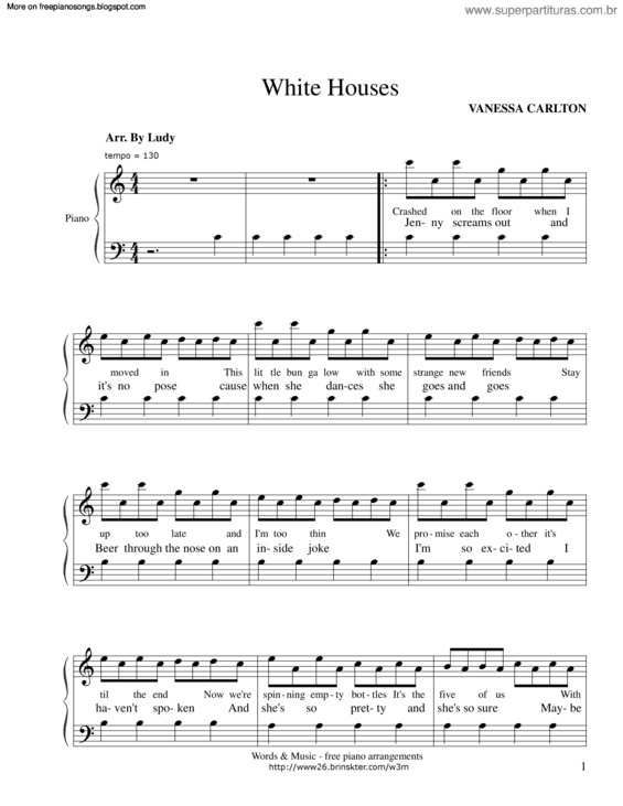 Partitura da música White Houses v.2