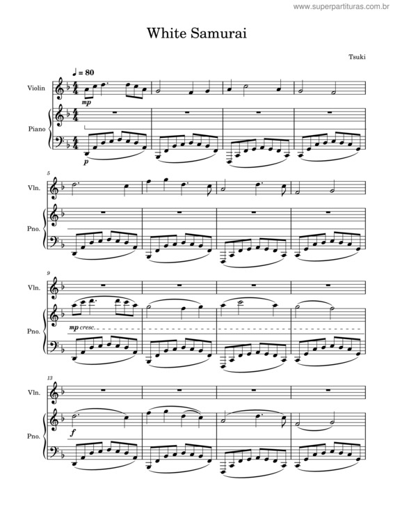 Partitura da música White Samurai