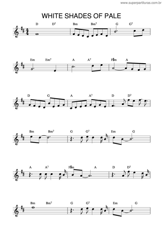 Partitura da música White Shades Of Pale v.2