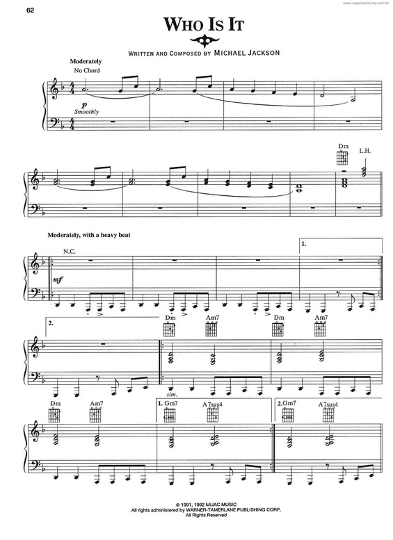 Partitura da música Who Is It v.2