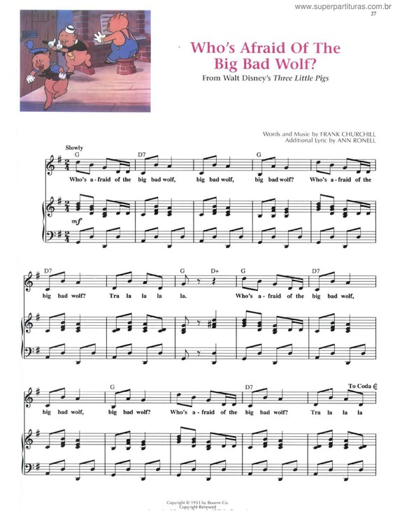 Partitura da música Who s Afraid Of The Big Bad Wolf?