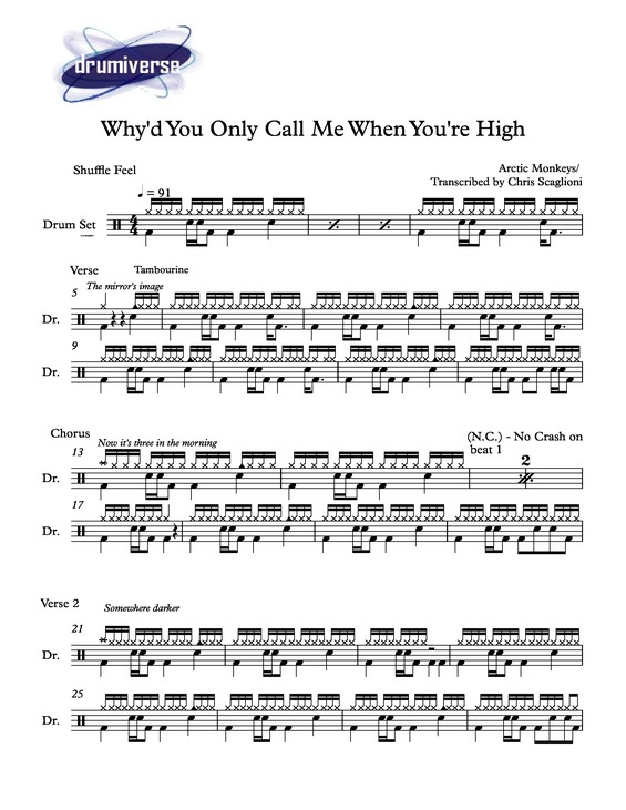 Partitura da música Why´d You Only Call Me When Youre High