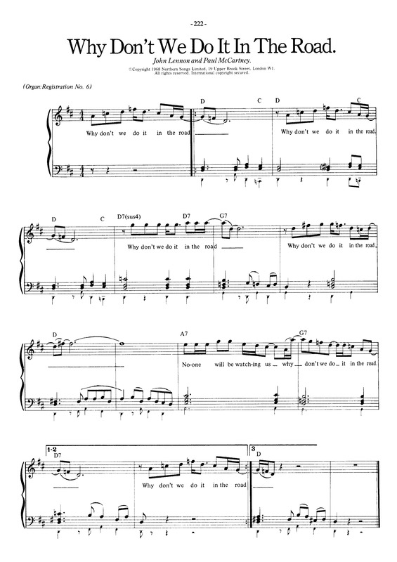 Partitura da música Why Don´t We Do It In The Road