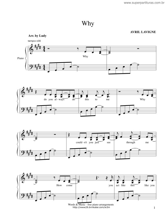 Partitura da música Why v.3