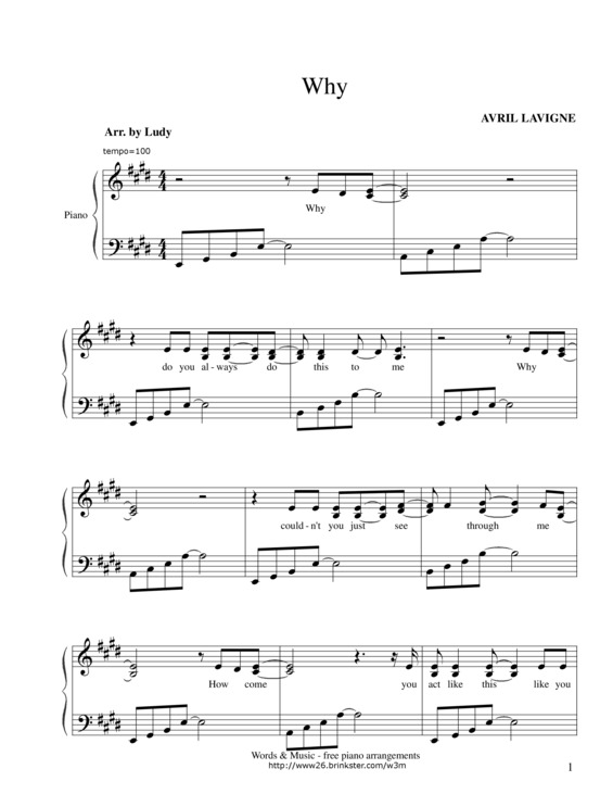 Partitura da música Why v.4