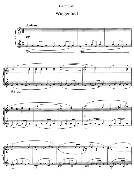 Partitura da música Wiegenlied S.198