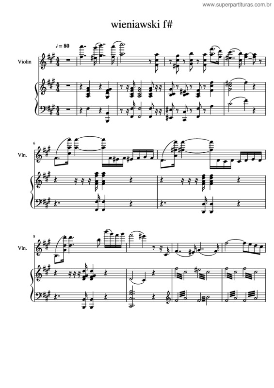 Partitura da música Wieniawski Concerto In F Sharp Minor 1St Movement