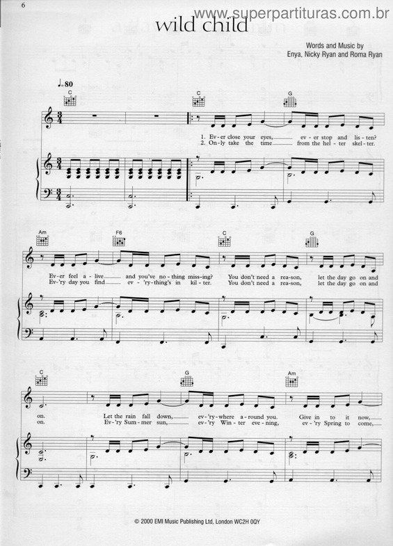 Partitura da música Wild Child