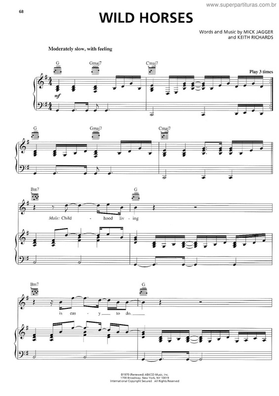 Partitura da música Wild Horses