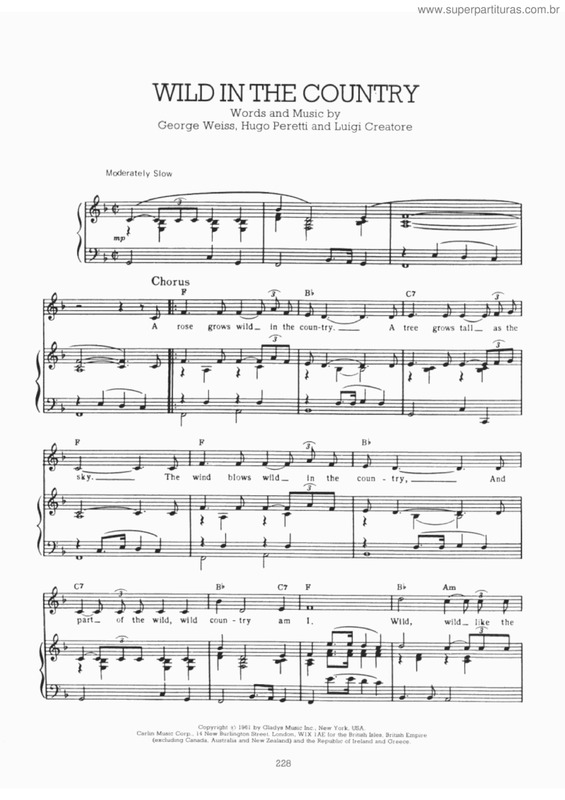 Partitura da música Wild in the country