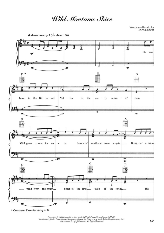 Partitura da música Wild Montana Skies