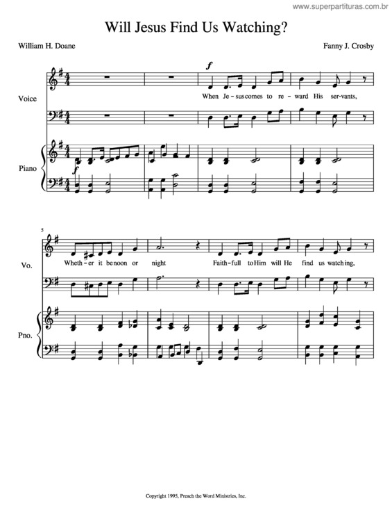 Partitura da música Will Jesus Find Us Watching?
