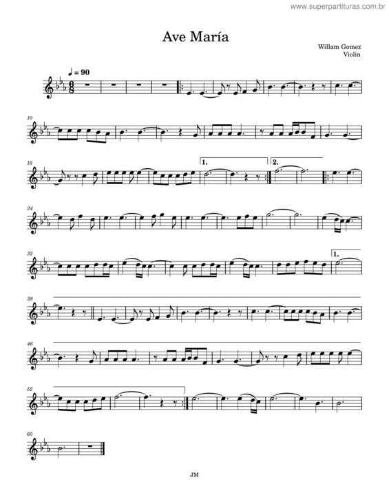 Partitura da música William Gómez – Ave María