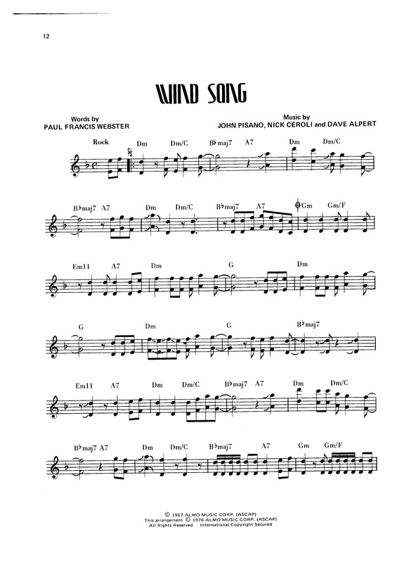 Partitura da música Wind Song