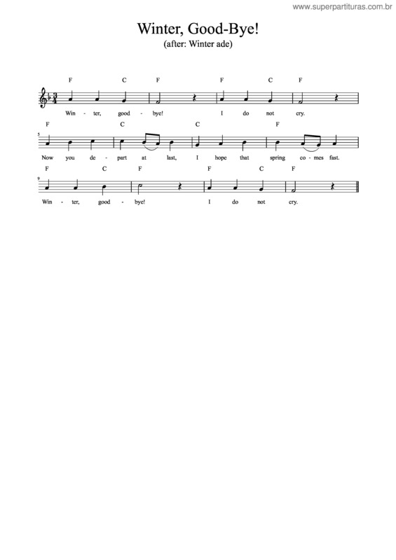 Partitura da música Winter, Good–Bye!