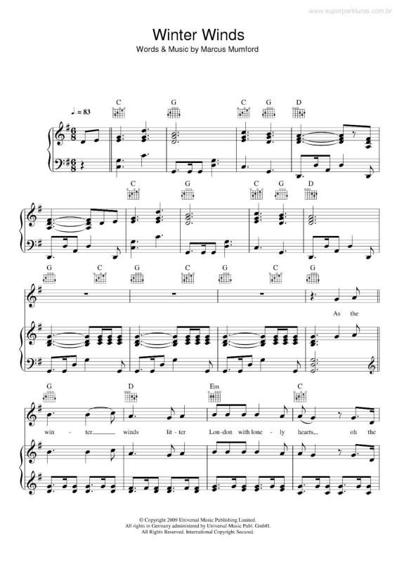 Partitura da música Winter Winds