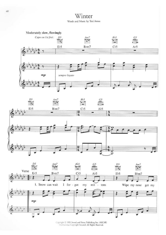 Partitura da música Winter