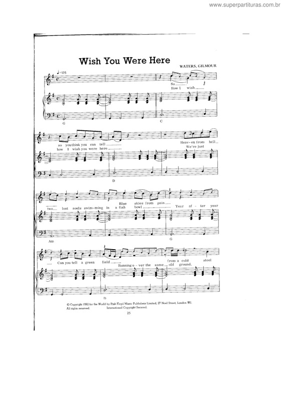 Partitura da música Wish you were here v.4