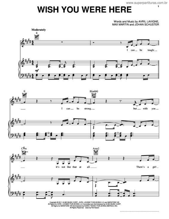 Partitura da música Wish You Were Here v.5