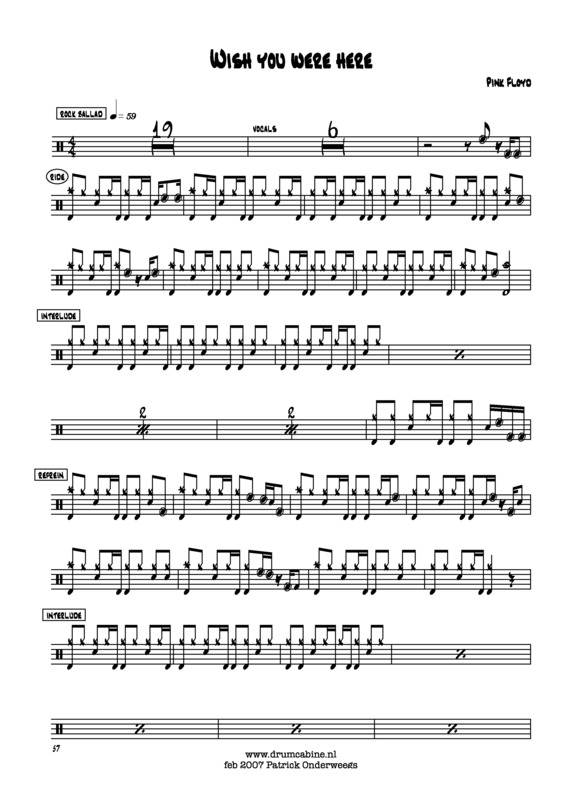 Partitura da música Wish You Were Here v.7