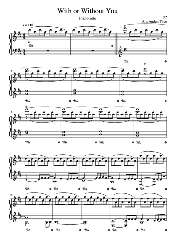 Partitura da música With or Without You v.5