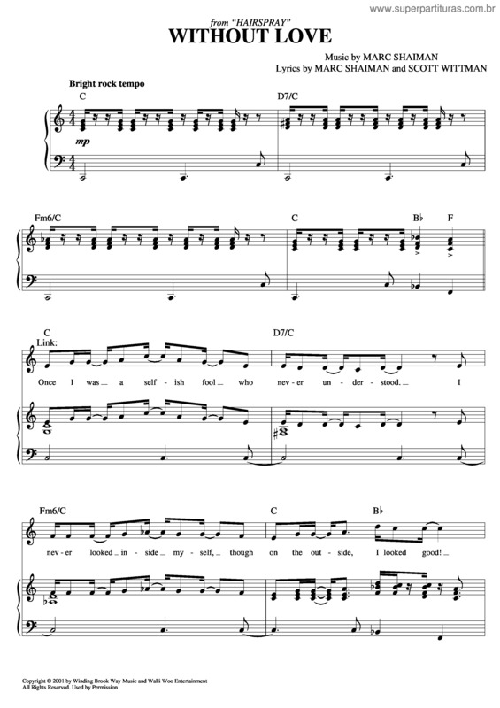 Partitura da música Without love