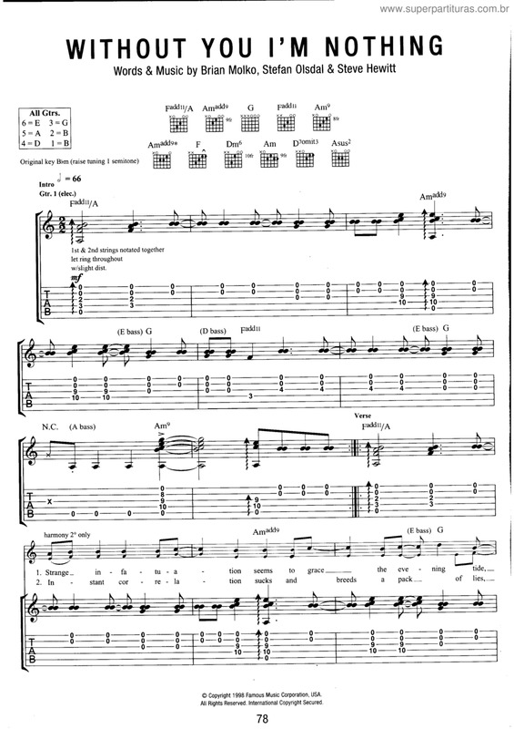 Partitura da música Without you I`m nothing