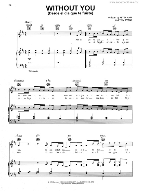 Partitura da música Without You v.10