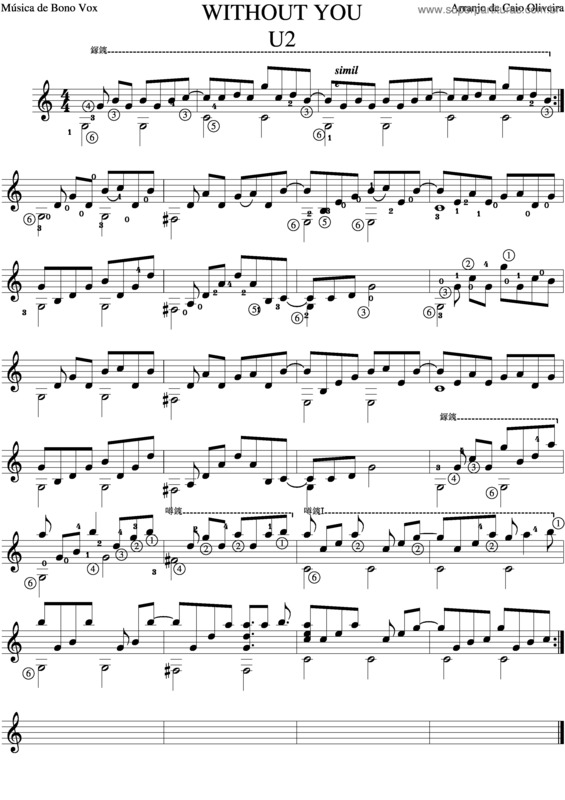 Partitura da música Without You v.4