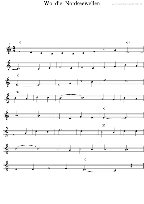 Partitura da música Wo Die Nordseewellen