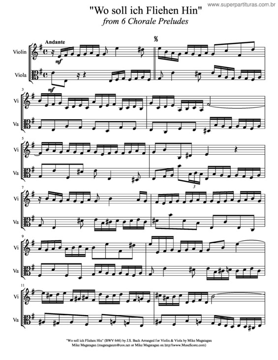 Partitura da música Wo Soll Ich Fliehen Hin From 6 Chorale Preludes