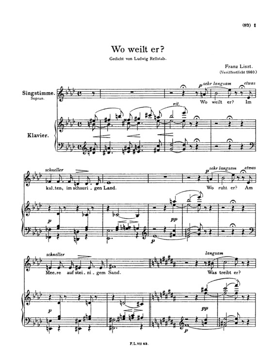 Partitura da música Wo Weilt Er_ S.295