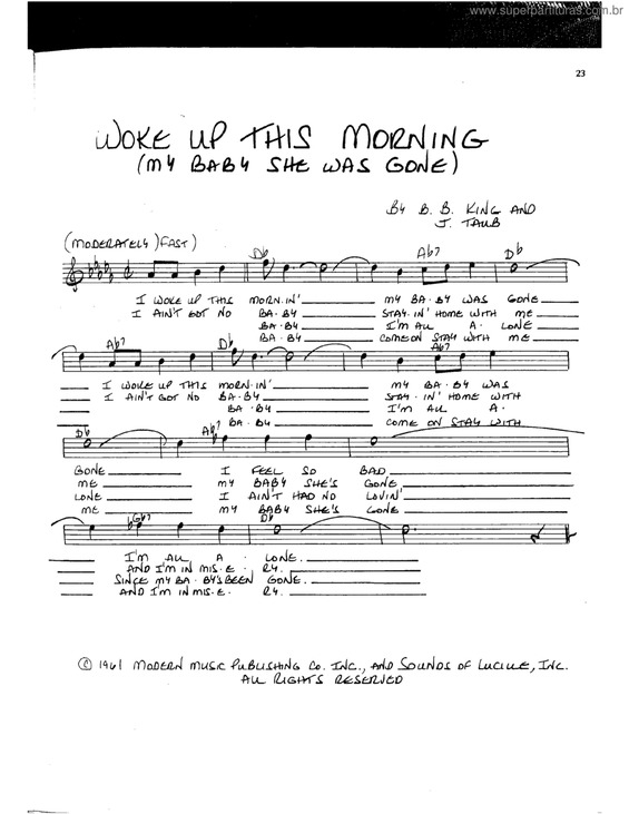 Partitura da música Woke up this morning