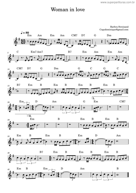 Partitura da música Woman In Love – Barbra Streisand v.2