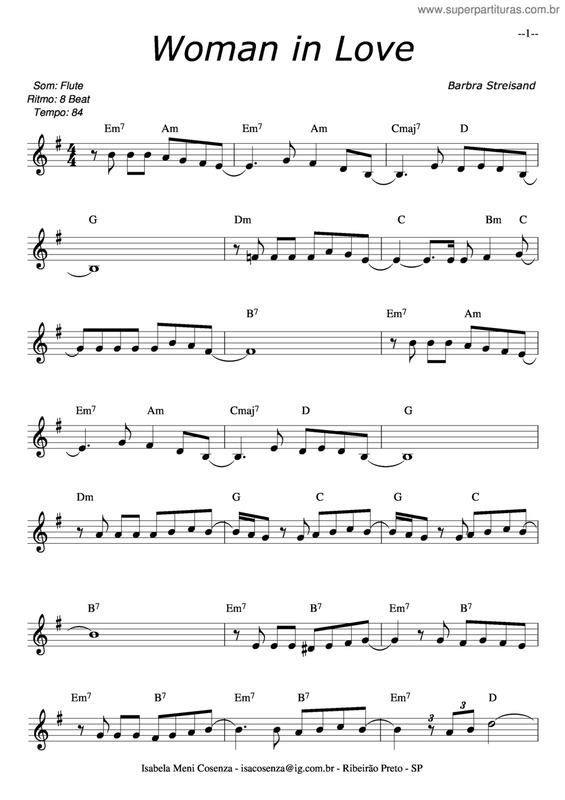 Partitura da música Woman In Love v.8