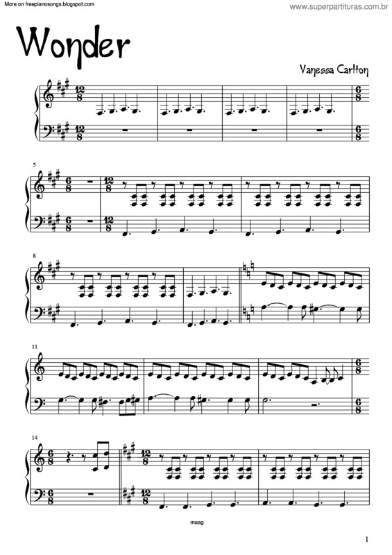 Partitura da música Wonder