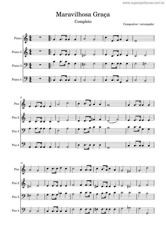 Partitura da música Wonderful Grace Of Jesus – Haldor Lillenas Maravilhosa Graça – Completo