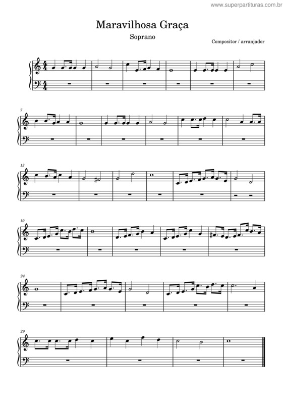 Partitura da música Wonderful Grace Of Jesus – Haldor Lillenas Maravilhosa Graça – Soprano