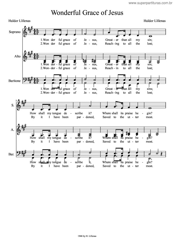 Partitura da música Wonderful Grace Of Jesus v.3