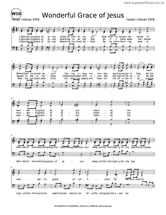 Partitura da música Wonderful Grace Of Jesus