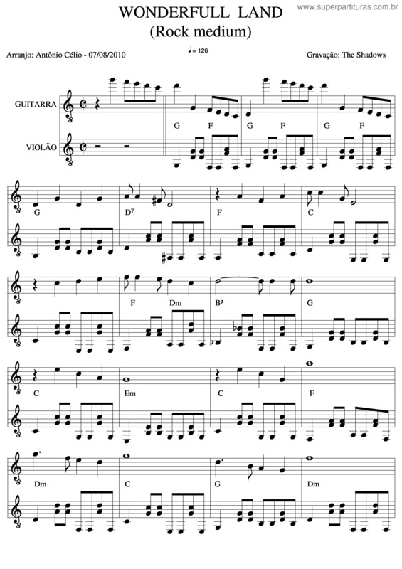 Partitura da música Wonderful Land